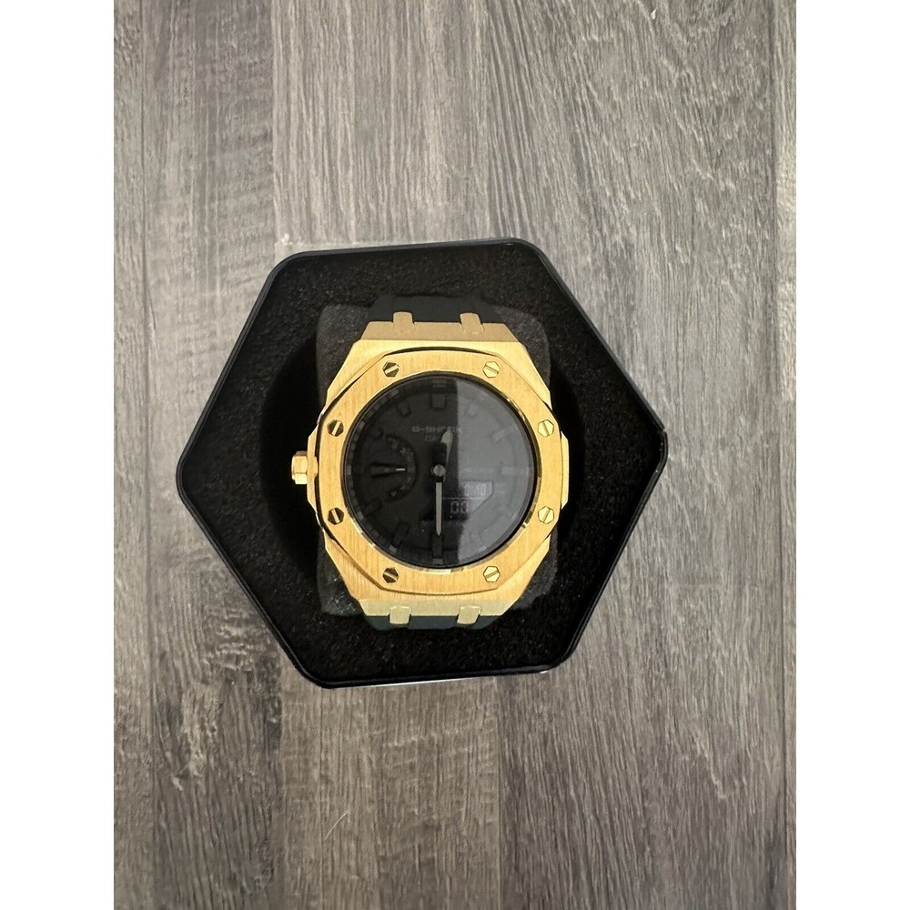 New Casio OAK G-Shock GA2100-1A1 A/D AP Royal Oak Gold Case Black Rubber